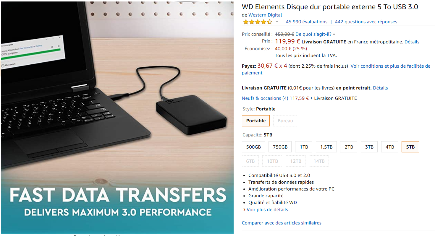 Promo : Un disque dur 2.5 de 5To à 120€ chez Western Digital – Geek on Web