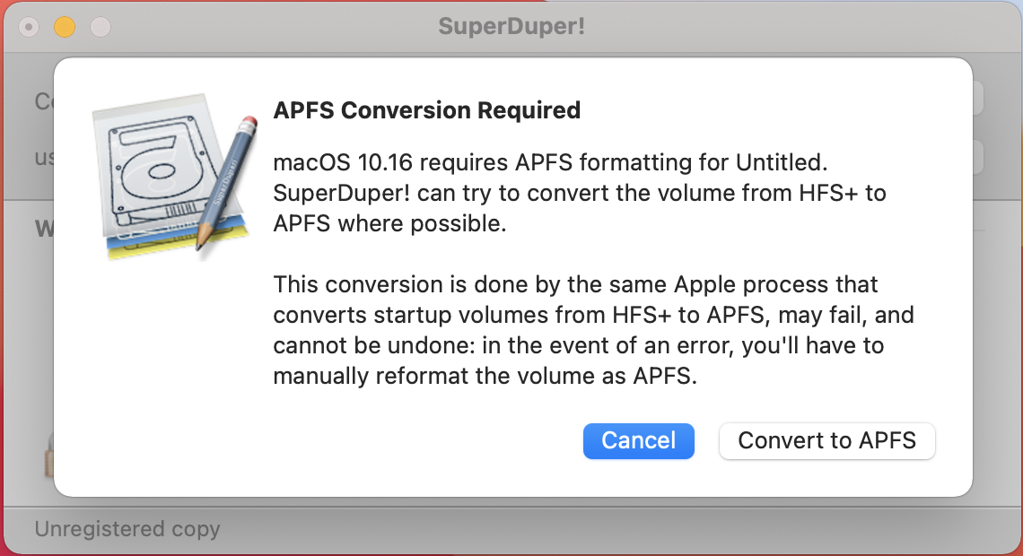 Superduper conversion apfs
