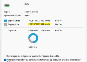 Une commande pour obtenir l’espace disque libre d’un lecteur sous Windows