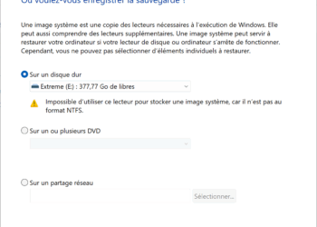 [Windows] Créer une image système sur autre chose que du NTFS